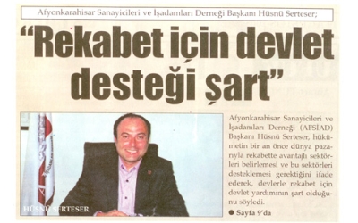 Rekabet için devlet desteği şart" - Türkeli Gazetesi -19.Ağustos.2008