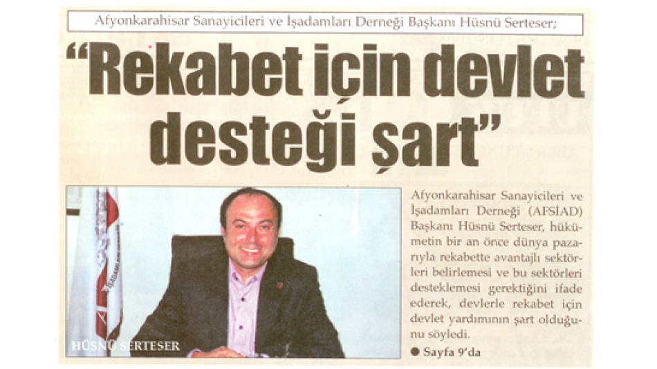 Rekabet için devlet desteği şart" - Türkeli Gazetesi -19.Ağustos.2008